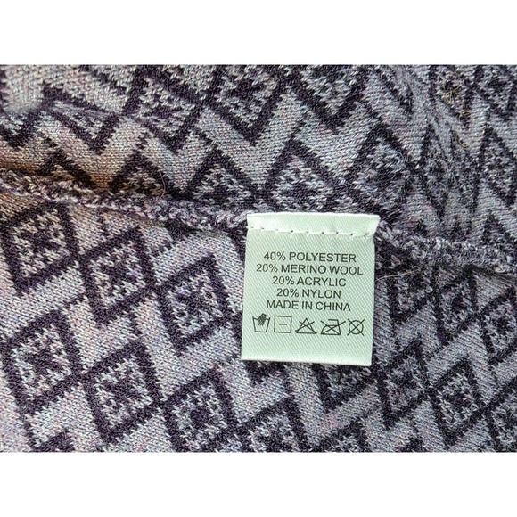 Neve Lisa Cardigan Sweater Merino Blend Purple/Acai Sz M Fair Isle Geometric - Picture 4 of 7